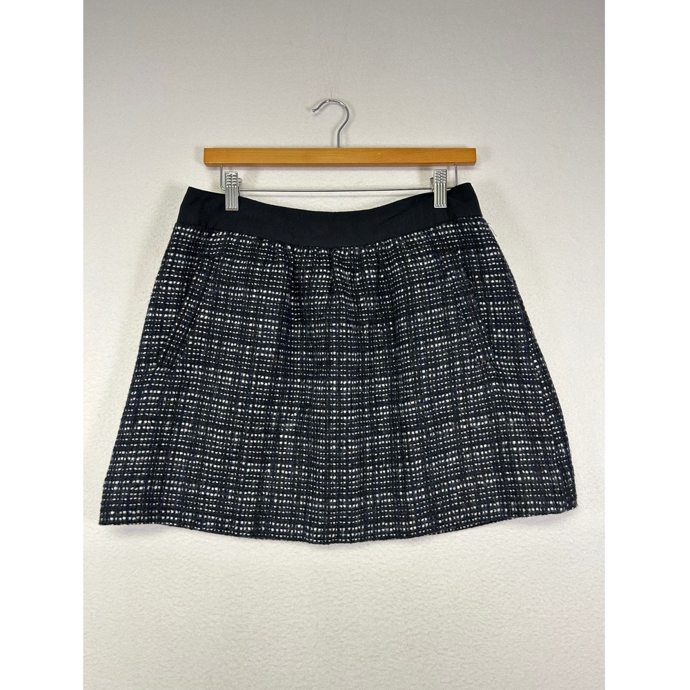 Academic‎ J.Crew Women 6 Black White Wool Blend Tweed A-Line Mini Skirt Pockets